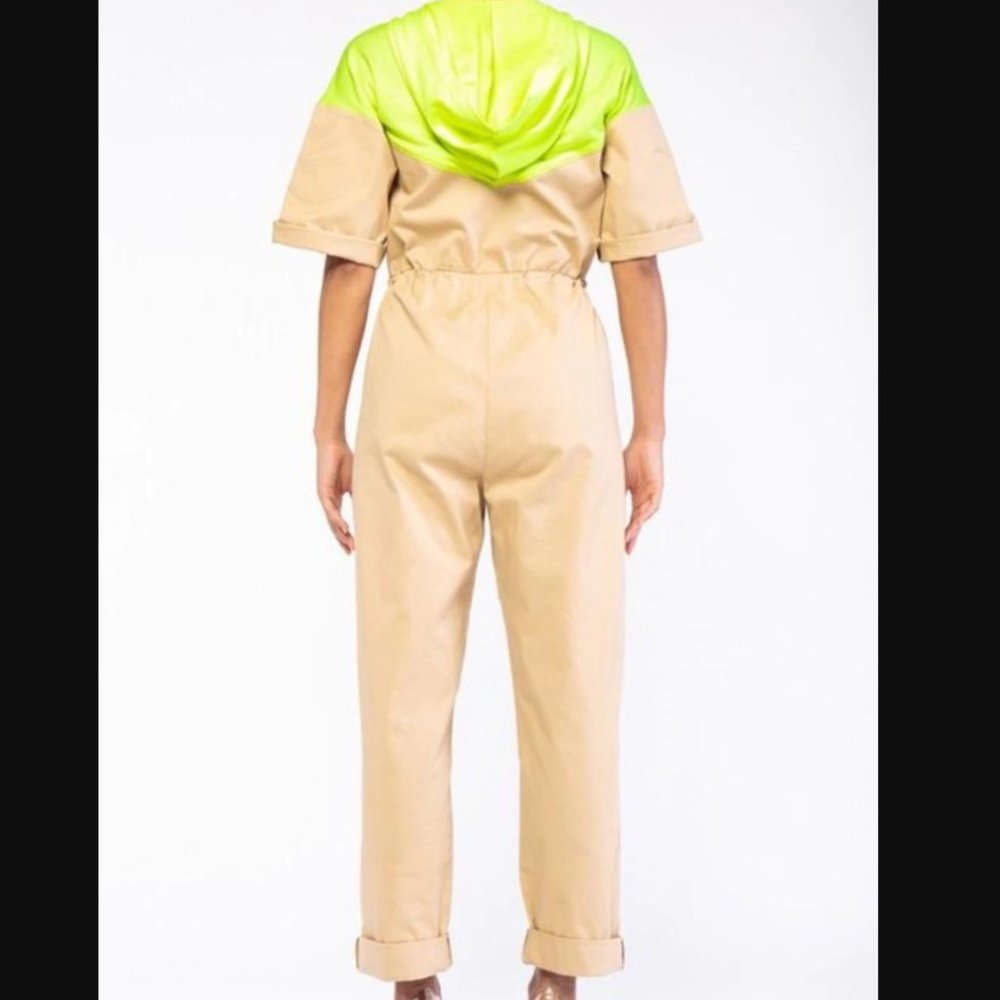 Rehab Lab | Beige & Yellow Coveralls Jumpsuit NWT - Picture 2 of 14